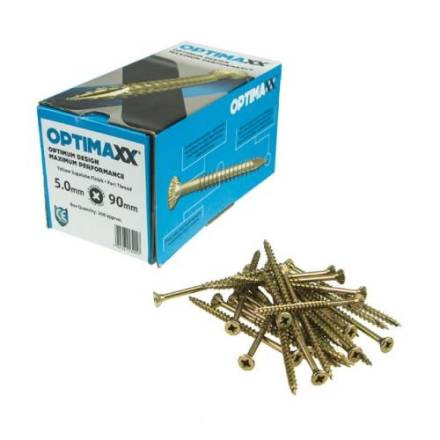 Optimaxx Performance Wood Screw 5.0 x 90mm Countersunk Part Thread (Box of 200)