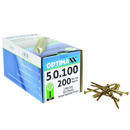 Optimaxx C288-550 Extreme Performance Countersunk Wood Screws 5.0 x 100mm Box of 200