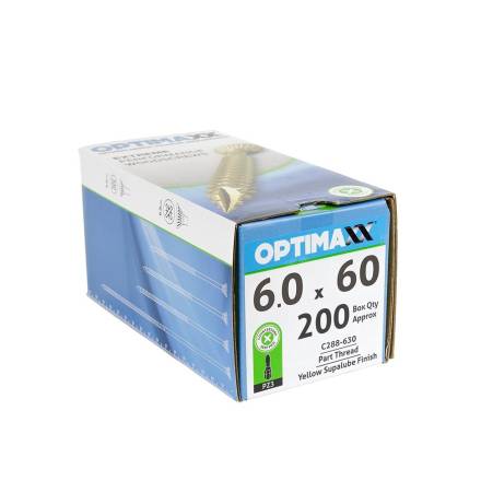 Optimaxx C288-630 6.0 x 60mm Countersunk Woodscrews Box of 200