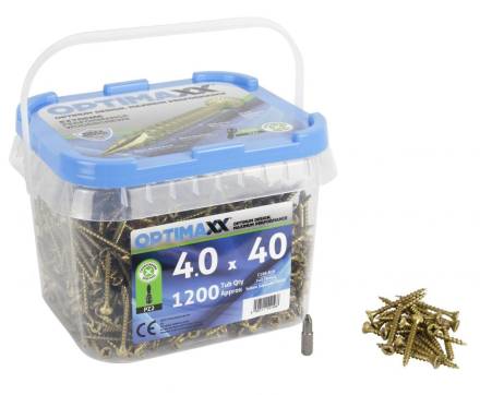 Optimaxx Extreme Performance Wood Screw Pozi CSK 4.0 x 40mm Maxxtub 1200 Piece