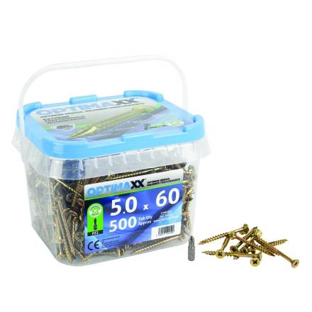 Optimaxx Extreme Performance Pozi Countersunk Wood Screws 5.0 x 60mm Tub of 500