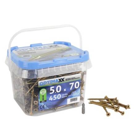 Optimaxx Extreme Performance Wood Screws 5.0 x 70mm Maxxtub Tub of 450