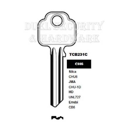 Silca CHU6 Cut Key to Suit Chubb 1288 Cylinder - 6 Pin Steel
