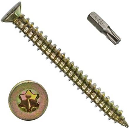 Concrete Frame Screw Countersunk Zinc and Yellow Passivated 7.5 x 100mm