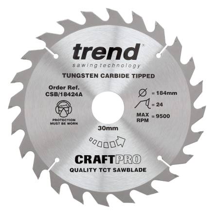 Trend CSB/18424A Craft Pro TCT Circular Saw Blade 184mm x 30mm Bore x 24T