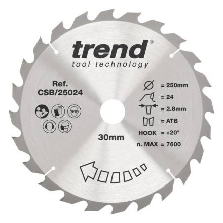 Trend CSB/25024 TCT Circular Saw Blade 250mm x 30mm x 24T