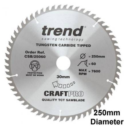 Trend CSB/25060 CraftPro Wood Circular Saw Blade 250mm x 30mm 60T