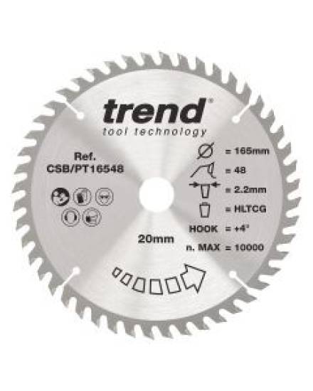 Trend Laminate/HPL TCT Circular Saw Blade 165mm x 20mm Bore x 48T