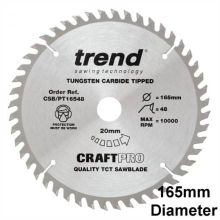 Trend Laminate/HPL TCT Circular Saw Blade 165mm x 20mm Bore x 48T