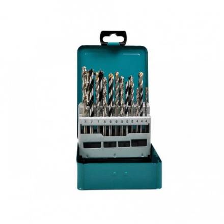 Makita D-47173 Mixed Drill Bit Set 18 Piece - HSS Metal, Wood and Masonry