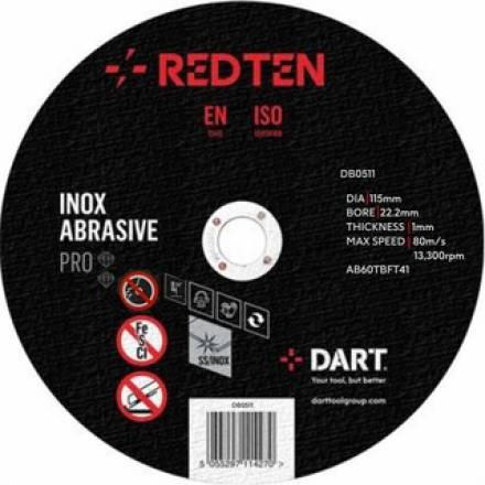 Dart Red Ten SS/Inox 115mm Abrasive Cutting Disc - Pack of 10 (DB0511)