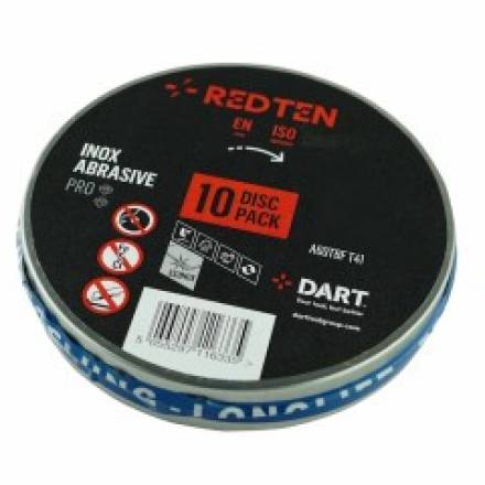 Dart Red Ten SS/Inox 115mm Abrasive Cutting Disc - Pack of 10 (DB0511)