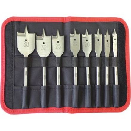 Dart 8 Piece Flat Bit Set - 10mm to 38mm with Velcro Wallet