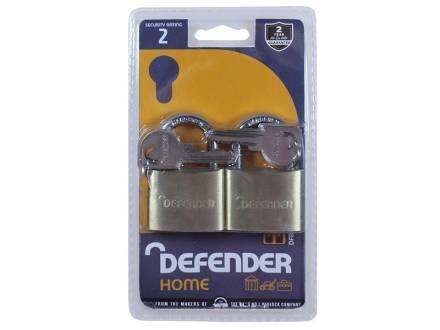 Squire Defender DFBP4T Brass Padlock Twin Pack 40mm Keyed Alike