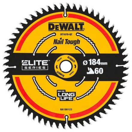 DeWalt DT1670-QZ Elite Circular Saw Blade 184mm x 16mm 60T