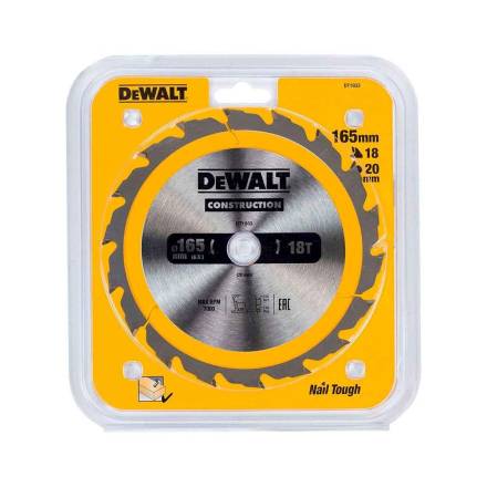 DeWalt DT1933-QZ Construction Circular Saw Blade 165mm x 20mm 18T