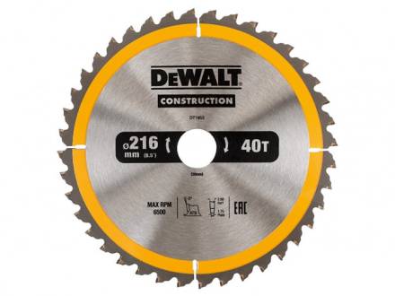 DeWalt DT1953-QZ Construction Circular Saw Blade 216mm x 30mm 40T