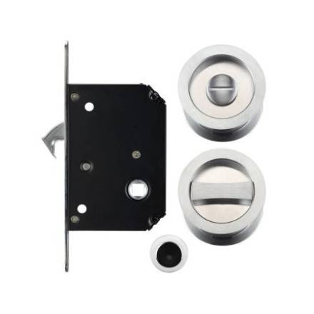 Zoo Hardware Fulton and Bray FB81SC Sliding Door Lock Set Satin Chrome