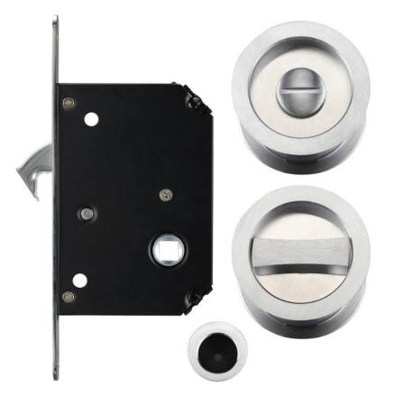Zoo Hardware Fulton and Bray FB81SC Sliding Door Lock Set Satin Chrome