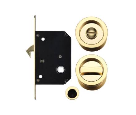 Zoo Hardware Fulton and Bray FB81 Polished Brass Sliding Door Lock Set