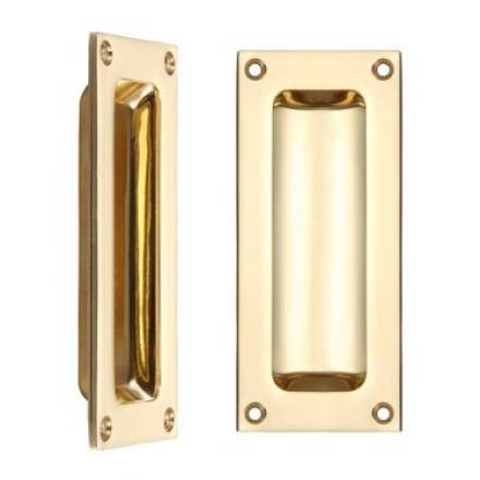 Zoo Hardware Fulton and Bray FB90 Rectangular Recessed Flush Pull 102 x 45mm Polished Brass
