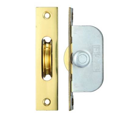 Zoo Hardware Fulton and Bray FBBP01PB Brass Ball Bearing Axle Pulley 1-3/4" Square Forend Polished Brass