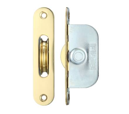 Zoo Hardware Fulton and Bray 1-3/4" Brass Ball Bearing Axle Pulley Radius Forend Polished Brass