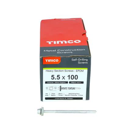 TIMCO Metal Construction Heavy Section Hex Self-Drilling Screw with EPDM Washer 5.5 x 100mm