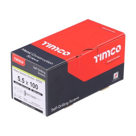 TIMCO Metal Construction Heavy Section Hex Self-Drilling Screw with EPDM Washer 5.5 x 100mm