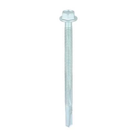 TIMCO Metal Construction Heavy Section Tek Screws - Hex Self-Drilling Exterior Silver Organic 5.5 x 80mm (Box 100)
