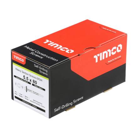 TIMCO Metal Construction Heavy Section Tek Screw Hex EPDM Washer Self-Drilling Exterior 5.5 x 80mm