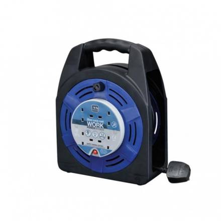 Masterplug 240V 13A 4-Socket Case Cable Reel with Thermal Cut-Out 20m Blue