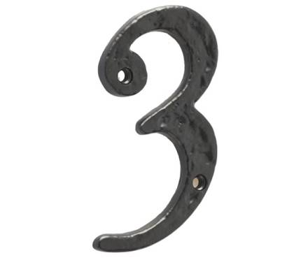 Frelan Hardware Jedo Antique Black 100mm Door Numeral 3