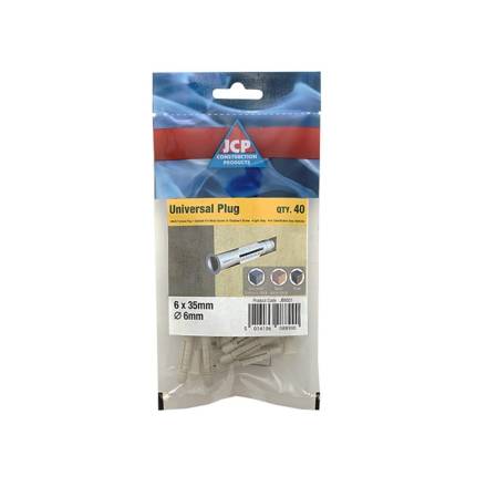 Nylon Universal Wall Plug 6 x 35mm Pack of 40