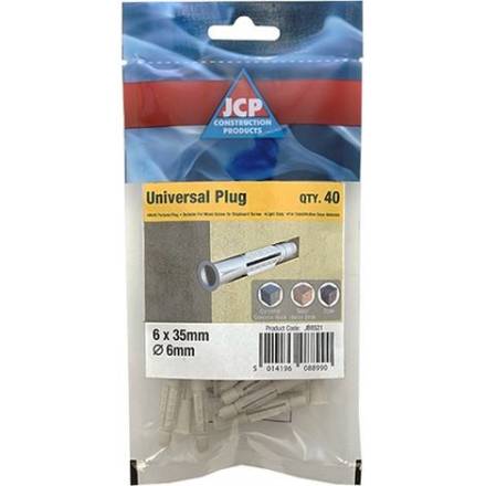 Nylon Universal Wall Plug 6 x 35mm Pack of 40