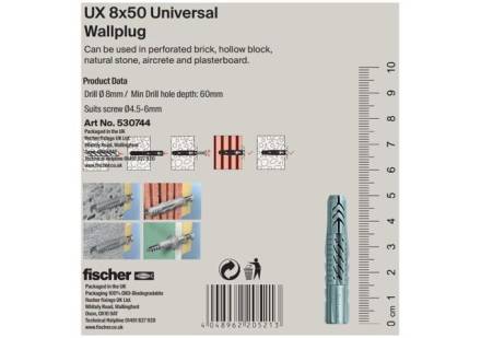 Universal Wall Plug 8 x 50mm (Pack of 40)