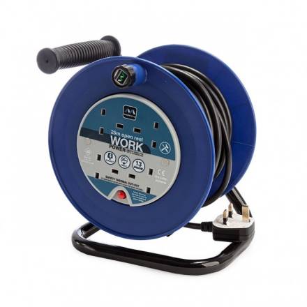 Masterplug 13A 4-Gang Open Cable Reel Blue 25m 240V