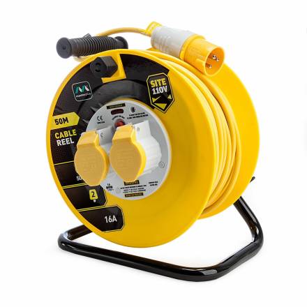 Masterplug 16A 2-Gang 110V Open Cable Reel 50m