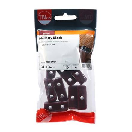 TIMCO Modesty Blocks Brown 34 x 13 x 13mm Pack of 10