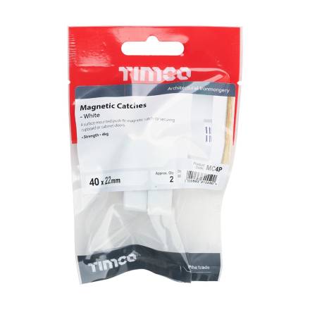TIMCO Magnetic Catches White 4kg - Pack of 2 (MC4P)