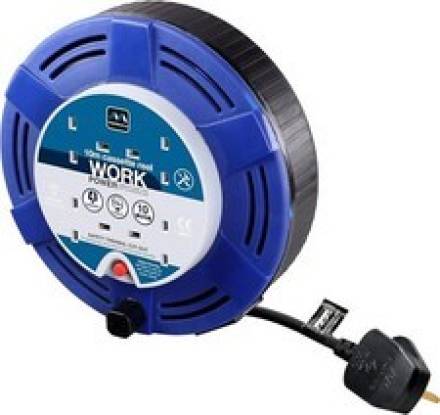 Masterplug 4-Socket Cassette Extension Reel 10m Blue