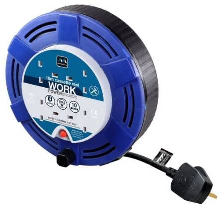 Masterplug 4-Socket Cassette Extension Reel 10m Blue
