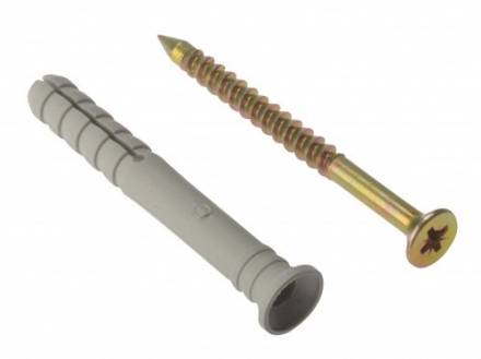 JCP Fixings Nylon Hammer Screw Heavy Section Yellow Zinc Plated 6 x 50mm (Pack of 100)
