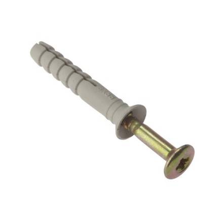 JCP Fixings Nylon Hammer Screw Heavy Section Yellow Zinc Plated 6 x 50mm (Pack of 100)