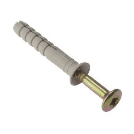 JCP Fixings Nylon Hammer Screw Heavy Section Yellow Zinc Plated 6 x 50mm (Pack of 100)