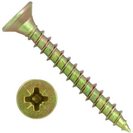 3.5 x 50mm Countersunk Zinc Yellow Passivated Wood Screw