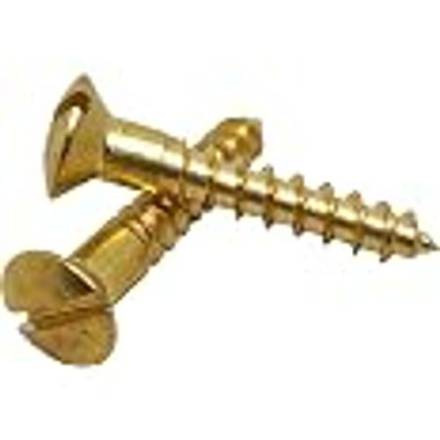 Brass Woodscrews Slotted Countersunk Head 10g x 1-1/2" (5.0 x 40mm)