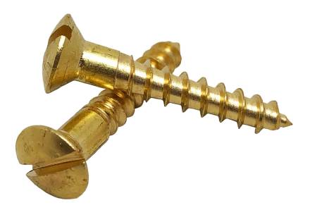 Brass Woodscrews Slotted Countersunk Head 10g x 1-1/2" (5.0 x 40mm)
