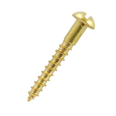 No.8 x 2" Round Head Slotted Brass Wood Screw