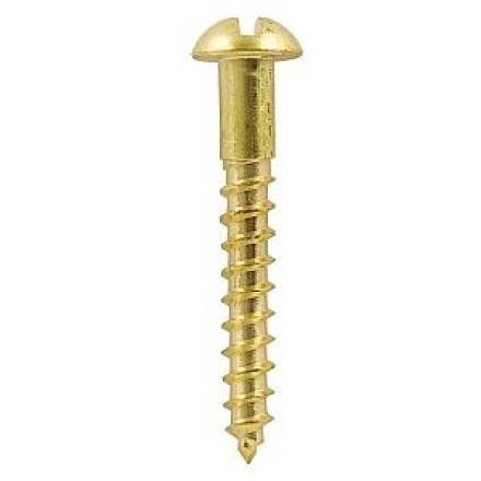 No.8 x 2" Round Head Slotted Brass Wood Screw